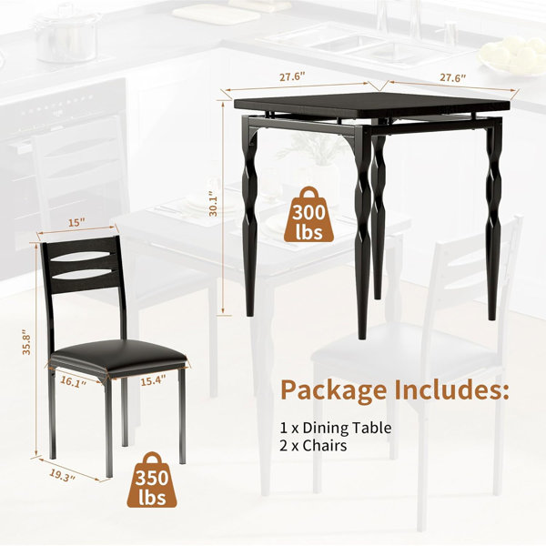 Picture of Trent Austin Design® 3-Piece Dining Table Set for 2, Space-Saving ...